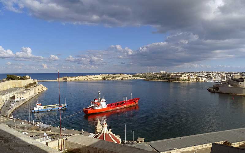 Blick auf den Hafen von Valletta auf Malta