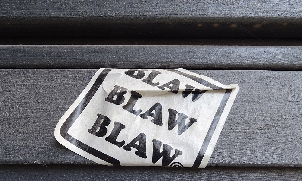 Aufkleber "Blaw, blaw, blaw"